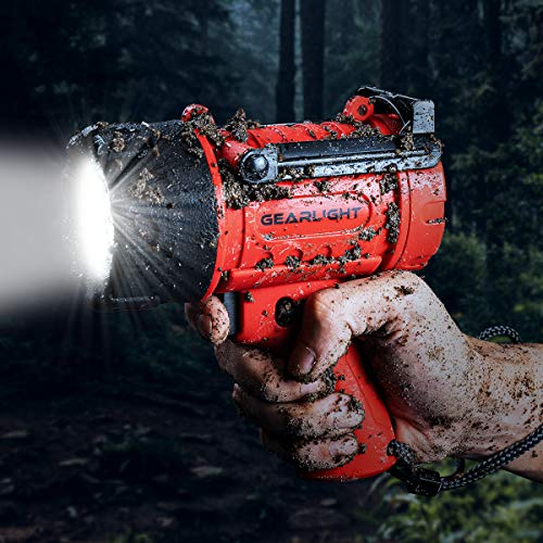 GearLight Waterproof LED Spotlight Flashlight Father's Day Gifts for Dad - High Lumen Spot Light for Outdoor Camping Accessories, Boating Gifts for Men, Husband, Floating Handheld Flash Lights