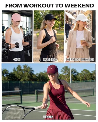 American Trends Women's Red Heart Embroidered Baseball Cap One Size