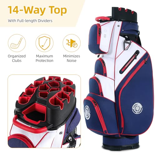 14-Way T-Lock Golf Cart Bag - Blue and White, Water Resistant