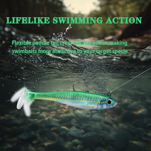 Paddle Tail Swim Baits - Realistic Soft Plastic Fishing Lures, 3.54" - 3 Pieces