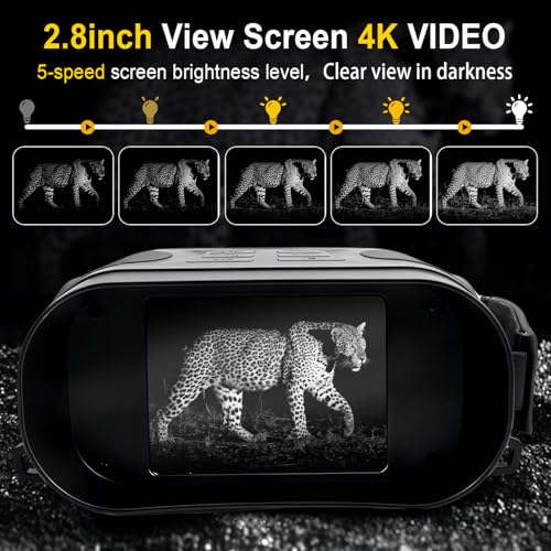 COOVIE 4K Night Vision Goggles with 32GB Card, 2.8'' Display, 2000mAh Battery, 7-Stage IR, 10x Digital Zoom