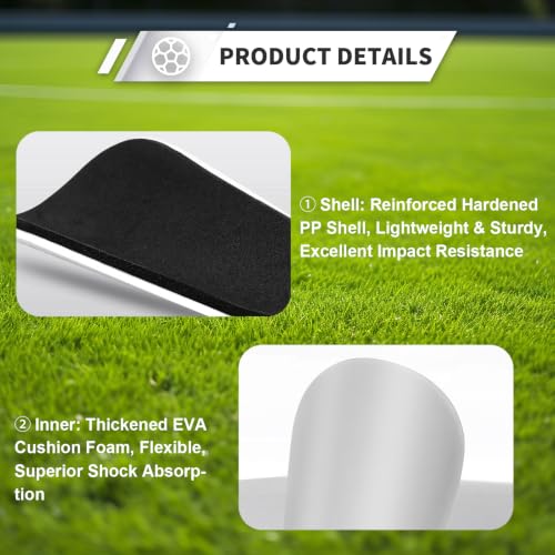 Mini Soccer Shin Guards - Lightweight Protection for Toddlers, Kids, Adults - Black & White