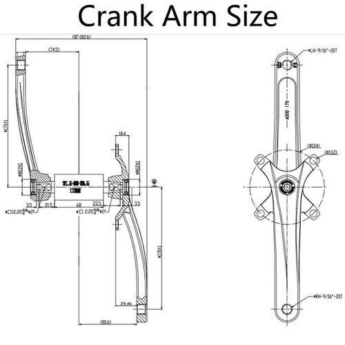 Alps2Ocean Bike Crank Arms,One Pair Universal 152MM/160MM/165MM/170MM/175MM BCD 104MM Square Taper Black Bike Crank Arms for City Bike,MTB,Ebike,Belt Bicycle