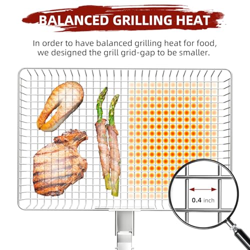 Extra Large Stainless Steel BBQ Grill Basket for Fish Vegetables Shrimp Camping