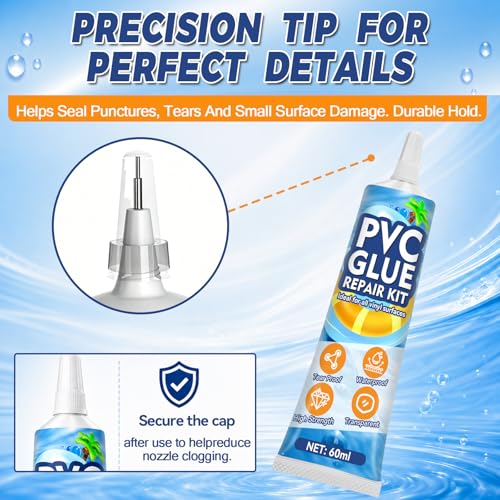 Air Mattress Patch Kit - Waterproof Vinyl Repair with PVC Glue