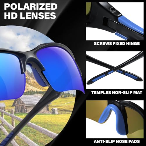 Polarized Sports Sunglasses for Men - UV Protection - 4 Colors