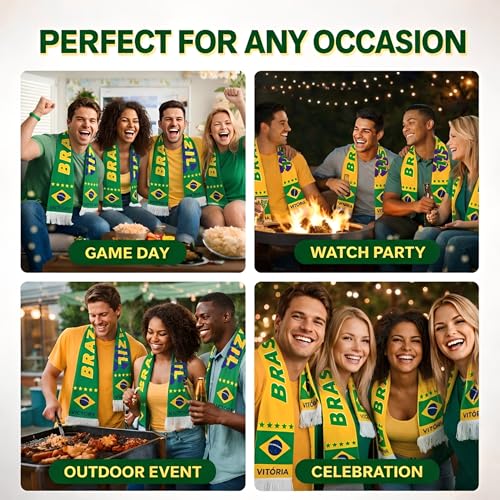 Soccer Fan Scarf - Double-Sided Cotton Fleece - Brazil