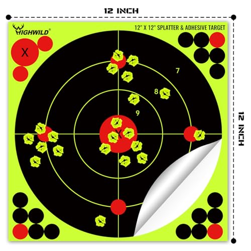 Highwild 12X12 Inch Splatter Adhesive Bullseye Fluorescent Yellow
