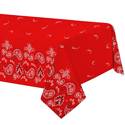 Western Cowboy Tablecloths - 2 Pack Red Paisley Disposable Covers