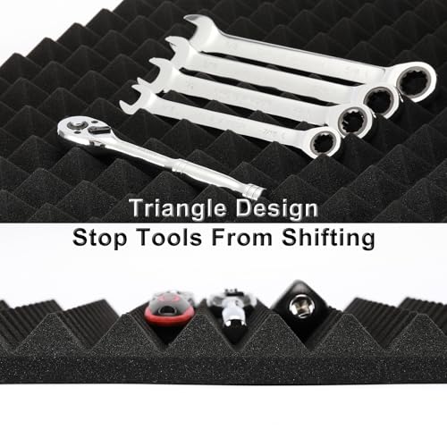 CASOMAN 4PCS Professional Toolbox liner, Trap Mat Universal Tool Drawer Liner, Non-Slip Foam Inserts, Easy Cut, Black, 23.6"x15.7"