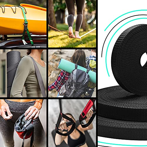 Heavy Duty Polypropylene Webbing Strap - Black, 1" x 10 Yards