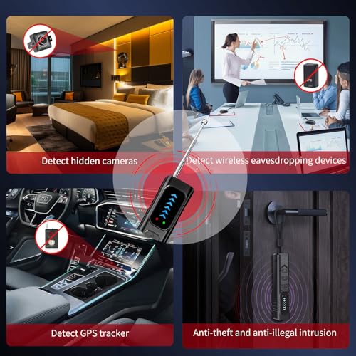 Hidden Camera Detectors,GPS Tracker Detector,Portable Anti-Spying and Bug Sweeper Device,Wireless Signal and RF Scanner,Hidden Camera Finder for Travel,Hotels,Home,Office,Car