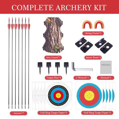CHEEZBO 20LB Recurve Bow and Arrow Set for Beginners - Ambidextrous Archery Kit