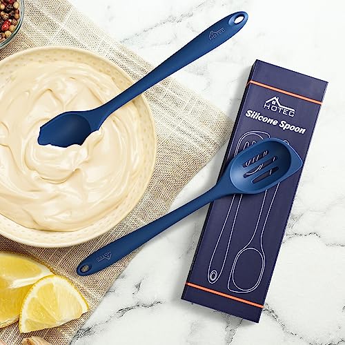 Silicone Cooking Spoon Set - 12.5 Inch Blue, Heat Resistant