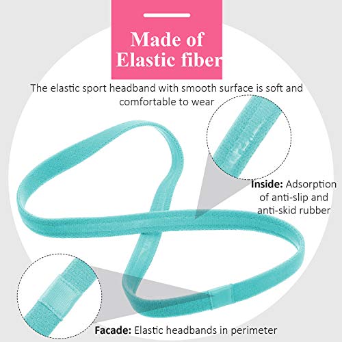 4-Pack Elastic Non-Slip Sports Headbands - Fluorescent, Rose, Green, Blue