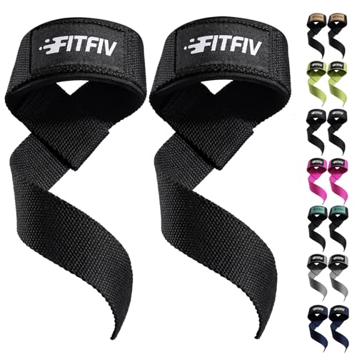 Padded Weightlifting Straps with Neoprene Padding - Black