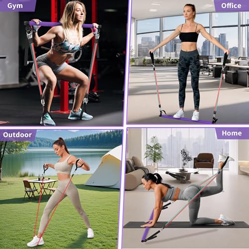 Portable Pilates Bar Kit with Resistance Bands - Full-Body Workout