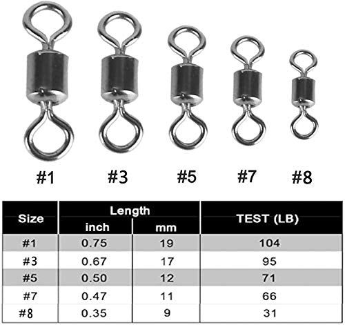 200pcs Heavy Duty Fishing Swivels - Stainless Steel Barrel Swivels