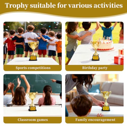7.48" Gold Plastic Trophy Award with 1st Place Label - Small Winner Cup for Kids