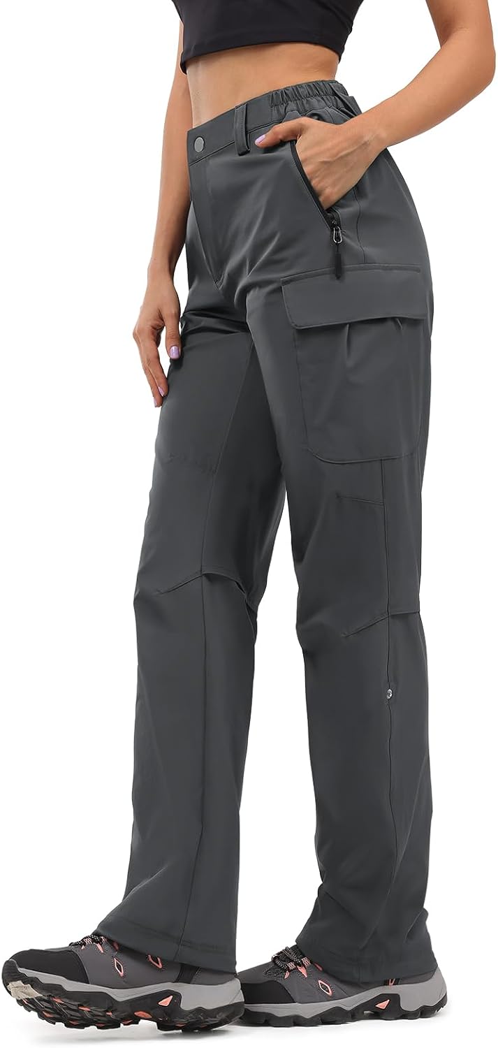 Moosehill Women's Hiking Pants - Quick-Dry Lightweight Cargo Design with 5 Deep Pockets