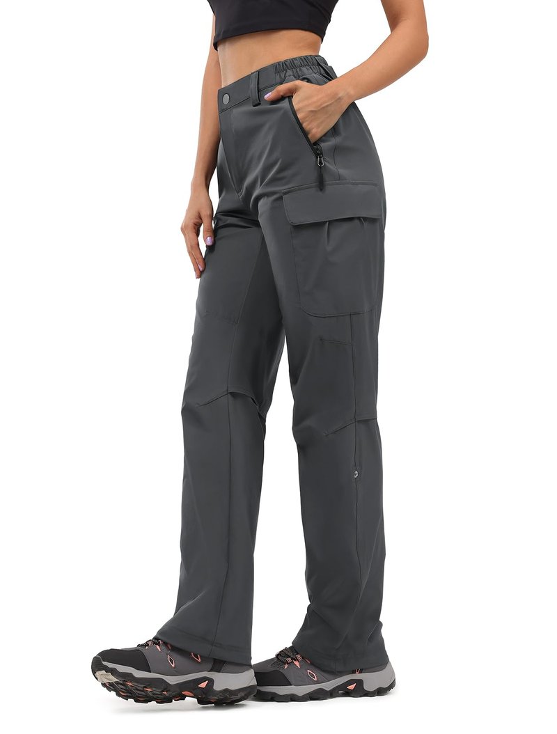 Moosehill Women's-Hiking-Pants-Cargo-Quick-Dry-Stretch-Lightweight Work Outdoor Pants with 5 Deep Pockets (Dark Grey, 12, 31in)