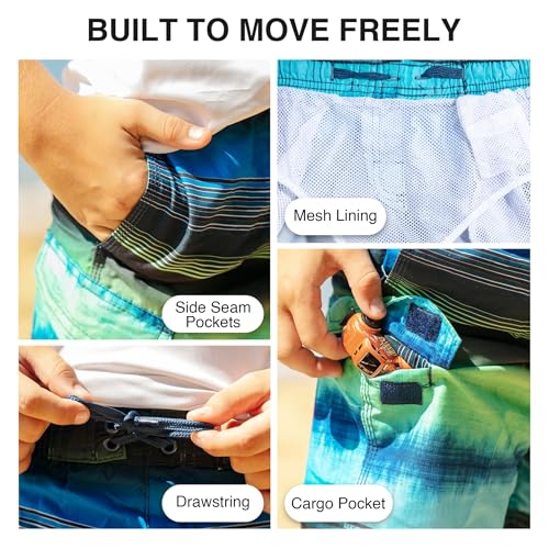 Kanu Surf Boys Viper Quick Dry UPF 50+ Beach Swim Trunk - Nova Navy/Green