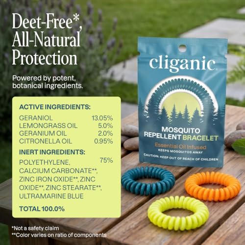 10 Pack Mosquito Repellent Bracelets - DEET-Free Natural Bands