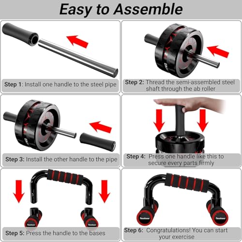 Ab Roller Wheel Exercise Kit with Resistance Bands & Knee Mat