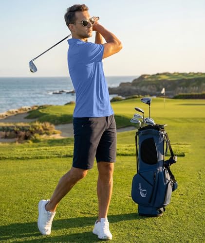 ZITY 5 Pack Men's Short Sleeve Moisture-Wicking Golf Polo Shirts, X-Large, Black/Light Grey/Pink/Blue/Grey Blue