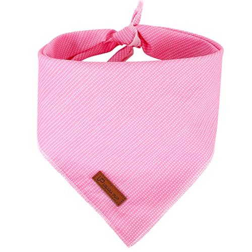 Cotton Dog Bandana - Washable Triangle Pet Scarf for Small Dogs - Pink Dot (S)