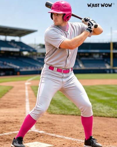 Youth Pink Baseball Belt & Softball Socks Combo - Elastic Waist Athletic Set