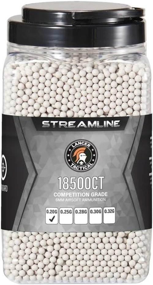 Lancer Tactical 18,500 Round 6mm Airsoft Pellets | Competition Grade 0.20g-0.32g Bucket - Made in Taiwan