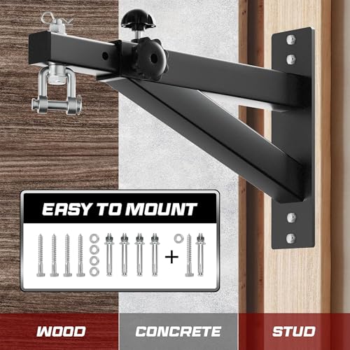 Yes4All Adjustable Wall Mount Punching Bag Hanger with Swivel Chain & Snap Hooks