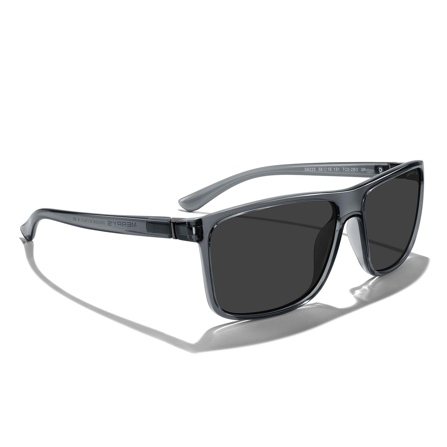 MERRY'S Rectangular Polarized Sports Sunglasses for Men Women Cycling Driving Fishing UV400 Protection S8225