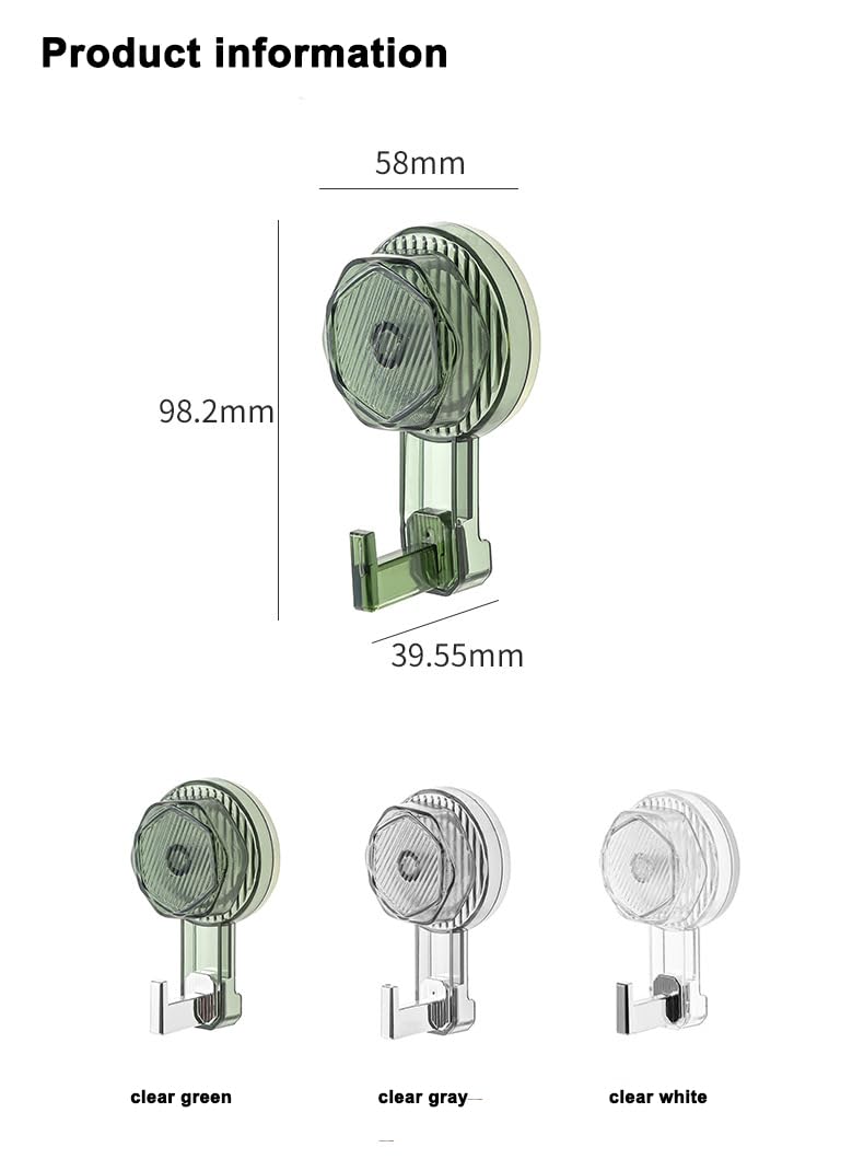 Kuangpu 3 Pack Vacuum Rotation Suction Cup Hook, 22 LB Heavy Duty Wreath Holder for Window, Glass Doors, Tiles, Welcome Sign (Clear White)
