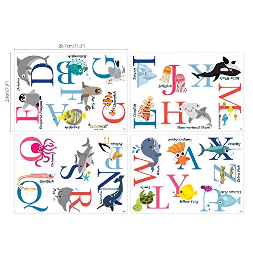 DECOWALL DS-8040 A-Z Ocean Alphabet Kids Wall Stickers Wall Decals Peel and Stick Removable Wall Stickers for Kids Nursery Bedroom Living Room (Small) d?cor