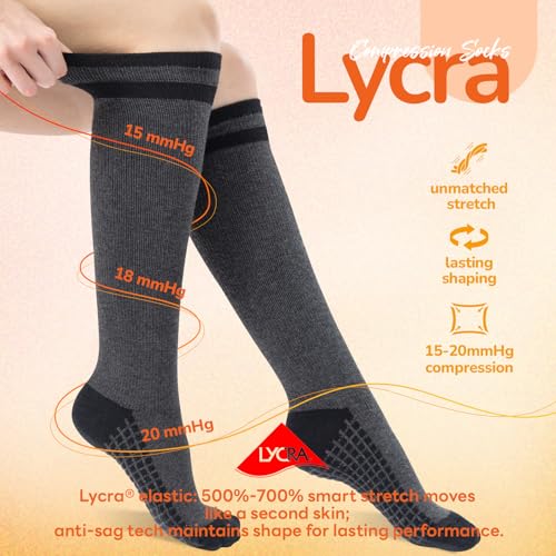 Sonoran Merino Wool Compression Socks for Women & Men – 3 Pairs, Black & Taupe Grey