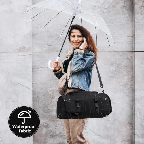 MIYCOO 42L Full Black Gym Bag with Shoes & Wet Pocket, Duffle & Backpack