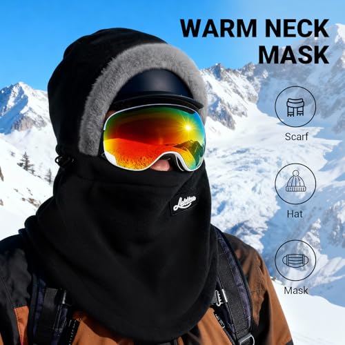 Winter Fleece Balaclava Ski Mask for Women - Black