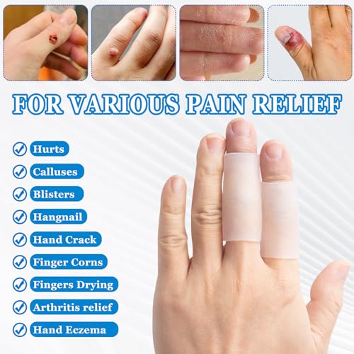 Gel Finger Sleeve Protectors - 4 Pack Silicone Finger Cots for Pain Relief