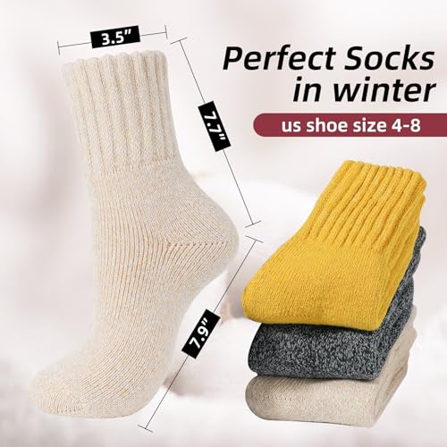 Cozy Warm Wool Socks for Women - Cute Boot Crew Socks - One Size C Beige