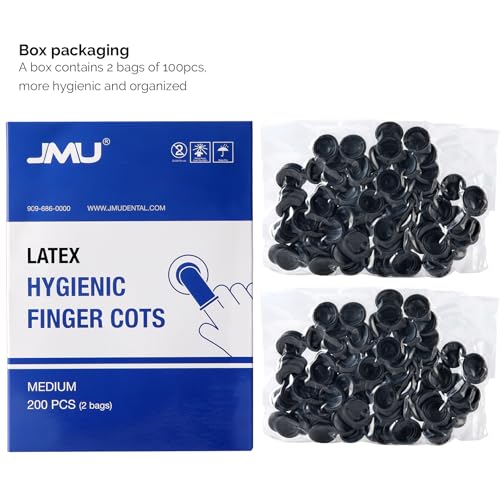 Disposable Latex Finger Cots - Medium, 200 Pcs, Black