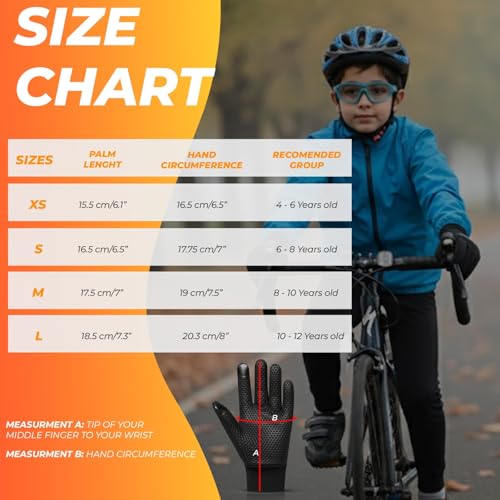 Kids Thermal Cycling Gloves - Flexible Grip & Touchscreen - XS (4-6 Years)