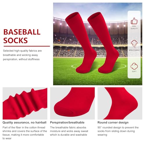 Baseball Socks and Belt Combo Set - Red, Medium Size