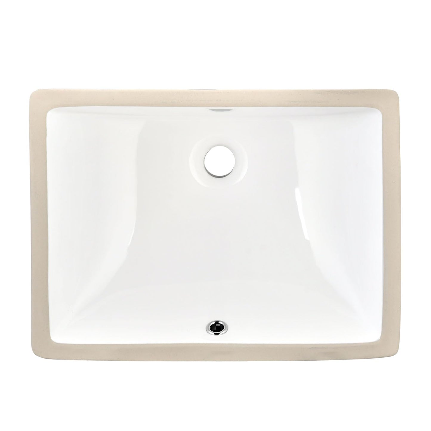 EQLOO Rectangular Undermount Bathroom Sink - 20 X 15 inch Vessel Sink,Undermount Bathroom Sink Rectangle, White Ceramic Lavatory Vanity Basin with Overflow