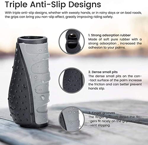 PRUNUS No-Slip Soft Rubber Bike Handlebar Grips Universal for Bicyble
