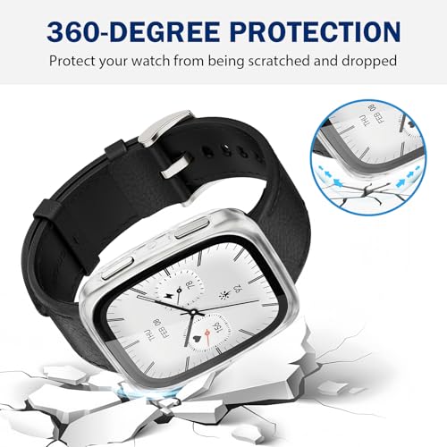 Riwoauoo 2 Pack Square Screen Protector Case for Amazfit Active 2 - Clear + Clear, 44x37mm