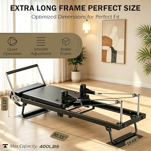 Foldable Pilates Reformer Machine - 91 Inch for Home Gym