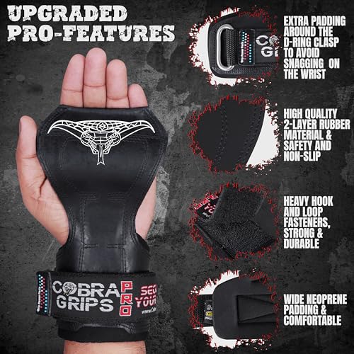 Cobra Grips PRO Weight Lifting Gloves with Adjustable Wrist Wraps - 5.5-8.75"