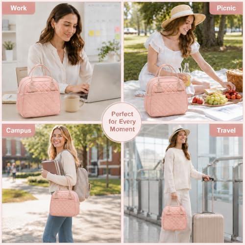 CAMTOP Insulated Lunch Bag for Women Men - Large Capacity, Leakproof Thermal Cooler, B-Pink, Medium
